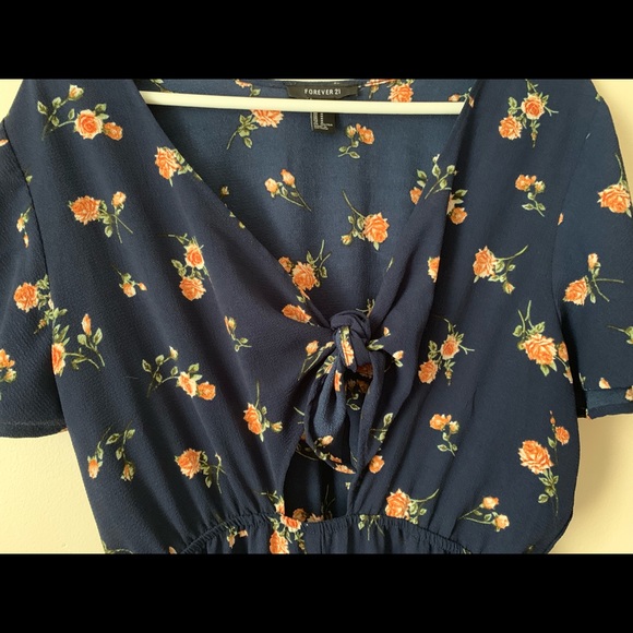 Navy Floral Jumpsuit - Picture 2 of 4